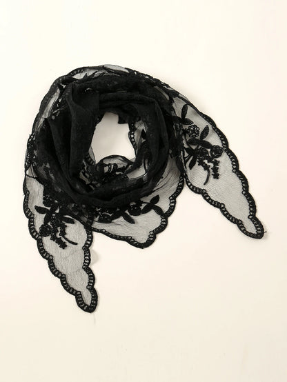 Gothic Whimsigoth Hippie Goth Embroidered Lace Scarf Bandana