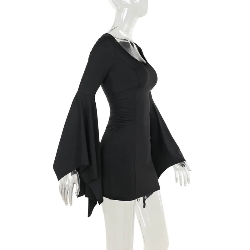 Gothic Bat Wing Sleeves Mini Dress