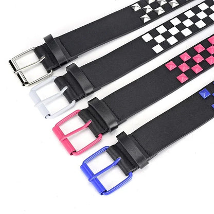Gothic Punk Emo Square Studs Waist Belt (available in 4 colors)