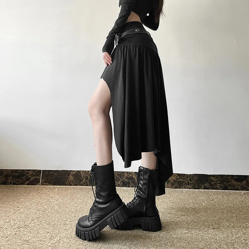 Gothic Alt Goth Y2K Irregular Hem Skirt