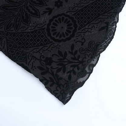 Gothic Romantic Goth Flocking Lace Batwing Sleeve Hooded Long Dress
