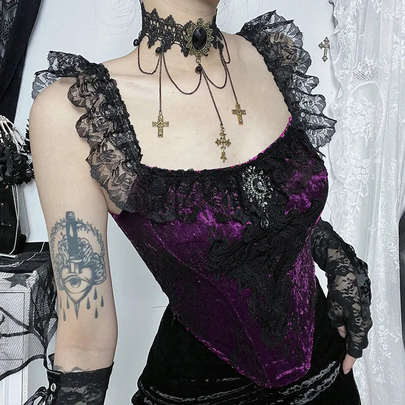 Gothic Romantic Off Shoulder Lace Top (available in 2 colors)