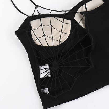 Gothic Spider Web Backless Sling Summer Top