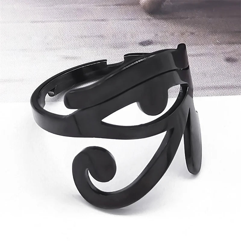 Gothic Egyptian Eye of Horus Symbol Adjustable Ring