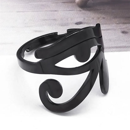 Gothic Egyptian Eye of Horus Symbol Adjustable Ring