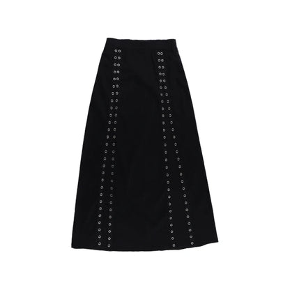 Gothic Double High Slit Open Knit Long Skirt