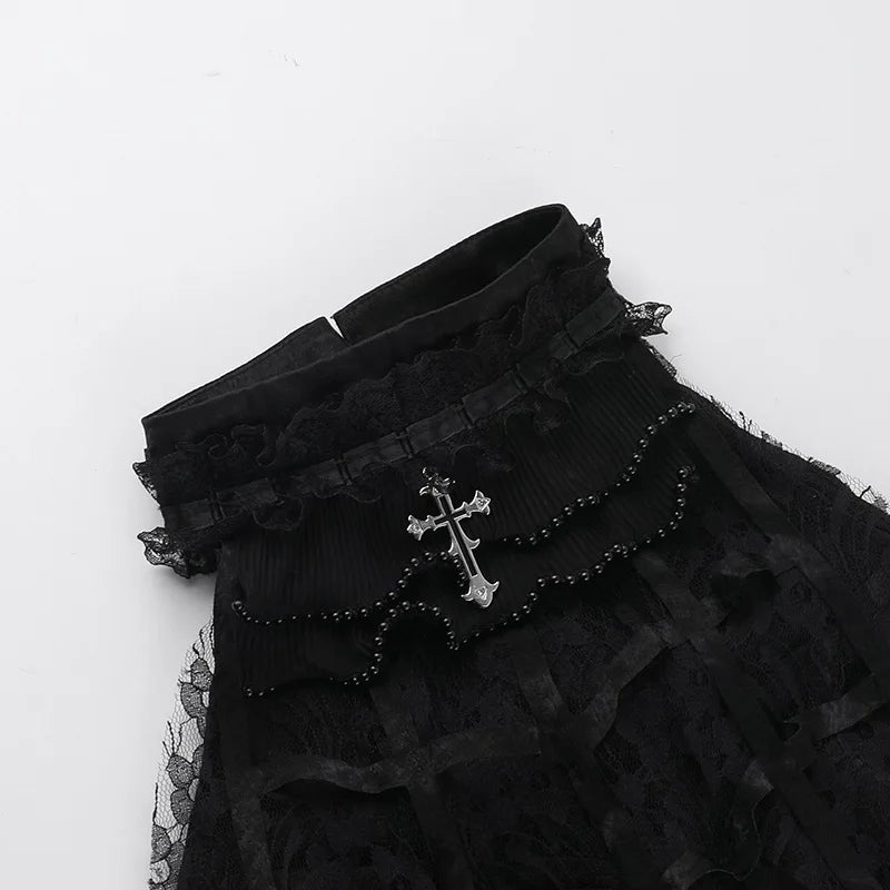 Gothic Romantic  Lace Patchwork Sleeveless Top