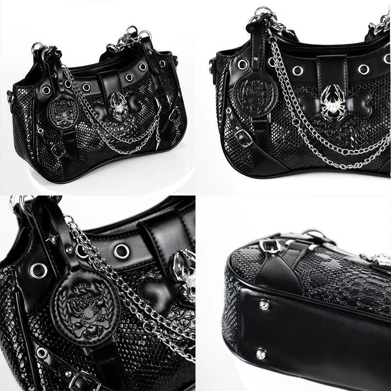 Gothic Y2K Harajuku Alt Goth Spider Chain Hand Bag Crossbody Bag