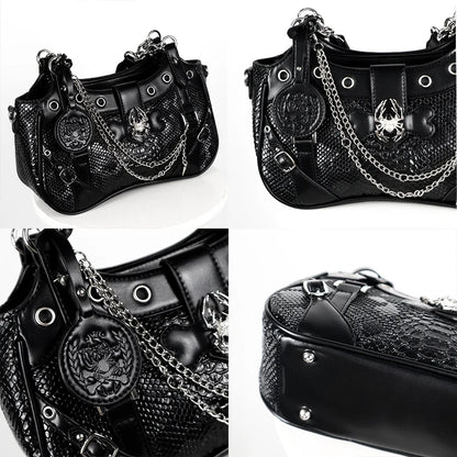 Gothic Y2K Harajuku Alt Goth Spider Chain Hand Bag Crossbody Bag
