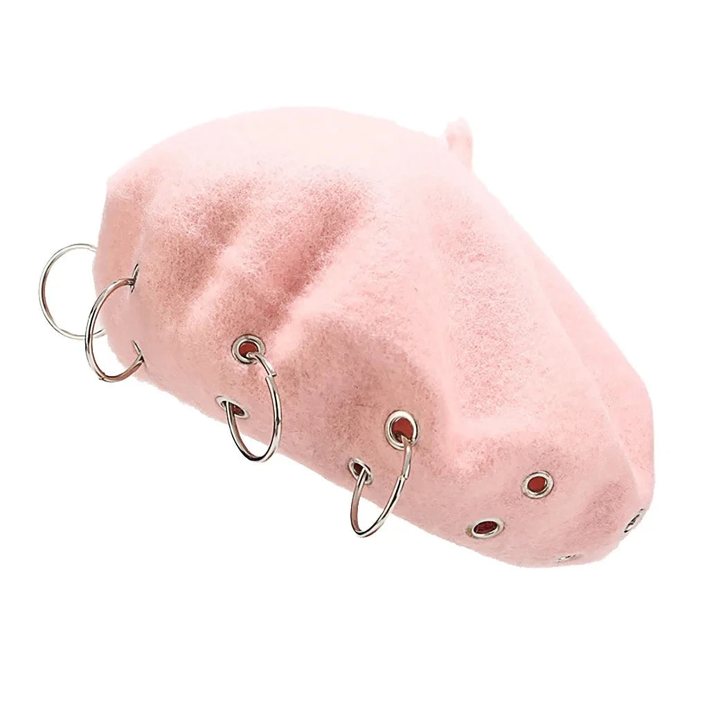 Gothic Punk Harajuku O Ring Beret Hat (available in 6 colors)