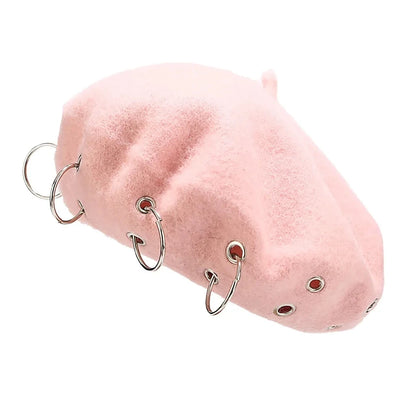 Gothic Punk Harajuku O Ring Beret Hat (available in 6 colors)