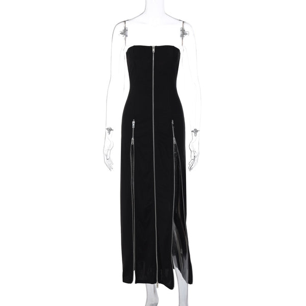 Gothic Y2K Zipper Tube Dress