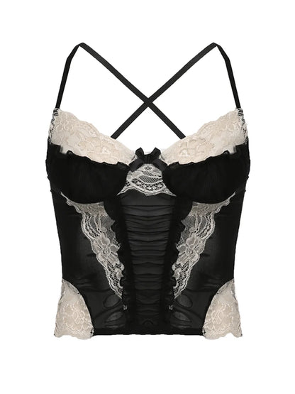 Gothic Romantic Y2K Lace Stitching Camisole Tank Top