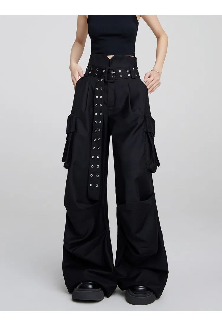 Gothic Y2K Alt Wide Leg Cargo Pants