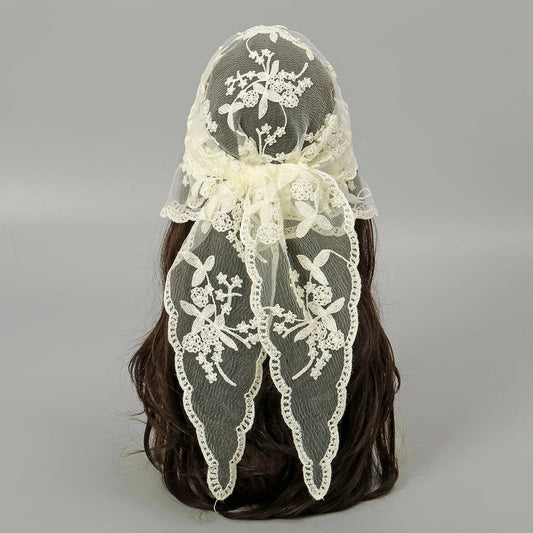 Gothic Whimsigoth Hippie Goth Embroidered Lace Scarf Bandana