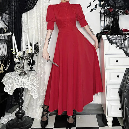 Gothic Vintage Red Pearl Cosplay Dress