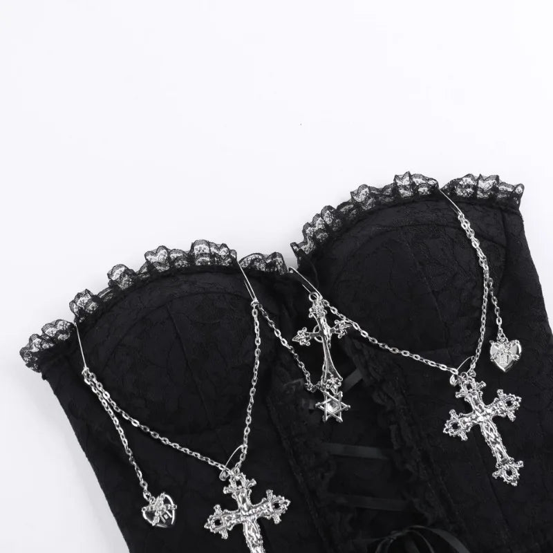 Cross chain & ribbon corset 【公式通販】 Cross chain & ribbon corset 【公式通販】