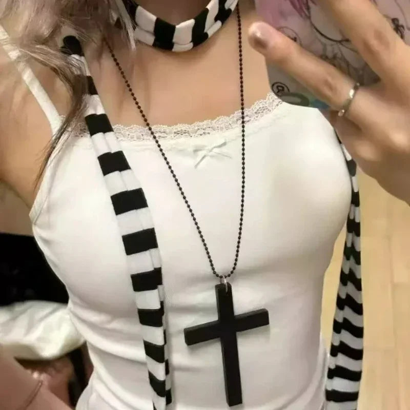 Gothic Alt Goth Large Wood Cross Pendant Necklace (available in 3 colors)