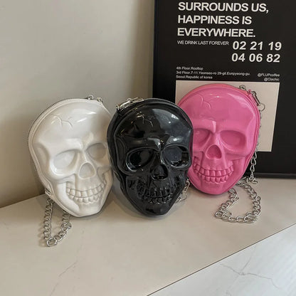 Gothic Alt Goth Skull Chain Crossbody Bag (available in 3 colors)