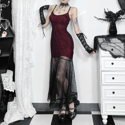 Gothic Romantic Lace Overlay Dress (available in 3 colors)