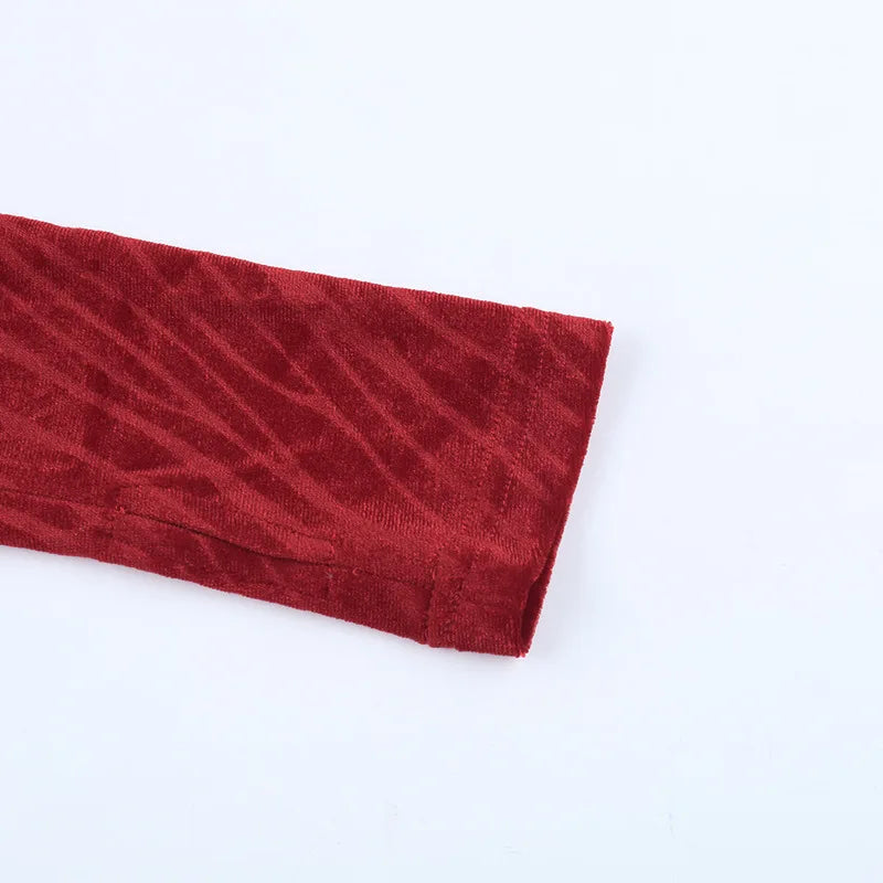 Gothic Y2K Alt Goth Cross Red Patchwork Long Sleeve Top