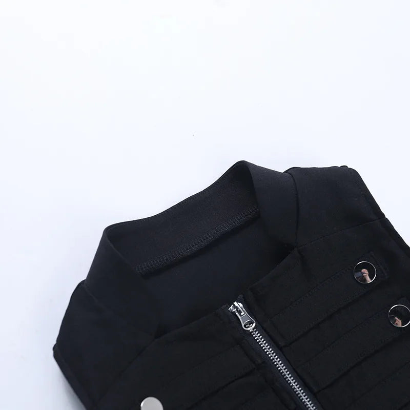 Gothic Punk Harajuku Double Button Zipper Sleeveless Top