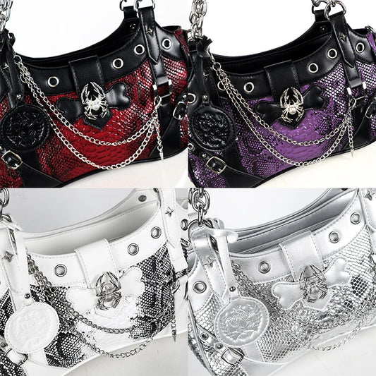 Gothic Y2K Harajuku Alt Goth Spider Chain Hand Bag Crossbody Bag