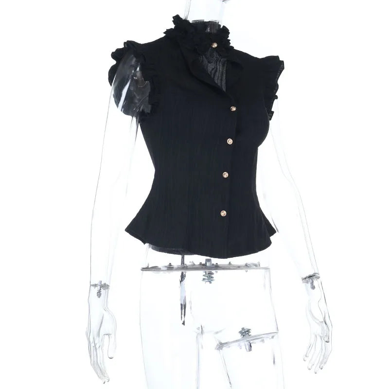 Gothic Classic Slim Wasit Shirt Blouse Top