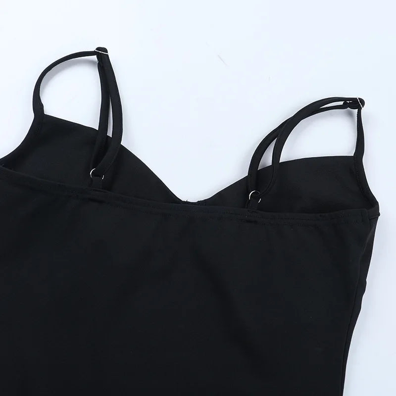 Gothic Alt Goth Black Spaghetti Strap Bodysuit Top + Sheer Cape Set