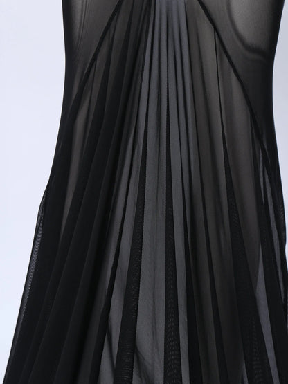 Gothic Romantic Vampire Goth Lantern Sleeve Mesh See Through Court Train Long Dress