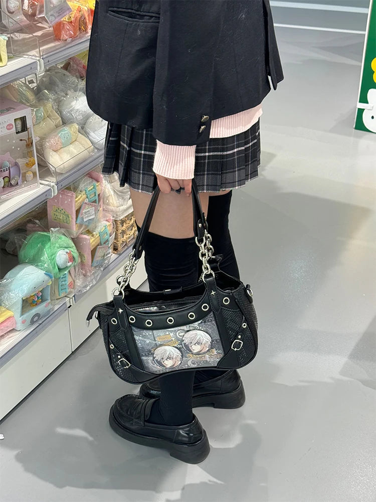 Gothic Y2K Harajuku Alt Goth Spider Chain Hand Bag Crossbody Bag