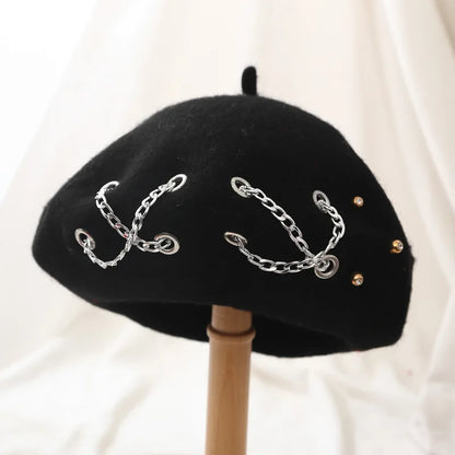 Gothic Punk Harajuku O Ring Beret Hat (available in 6 colors)