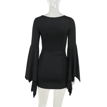 Gothic Bat Wing Sleeves Mini Dress