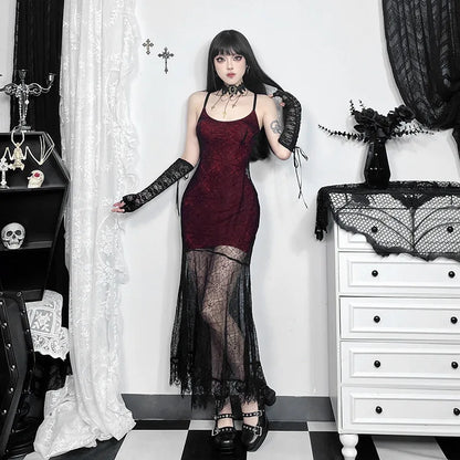 Gothic Romantic Lace Overlay Dress (available in 3 colors)