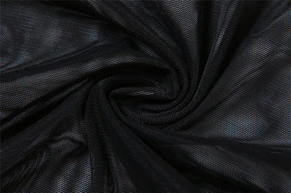 Gothic Alt Goth Off Shoulder Sheer Mesh Long Sleeve and Inner Tube Top Set