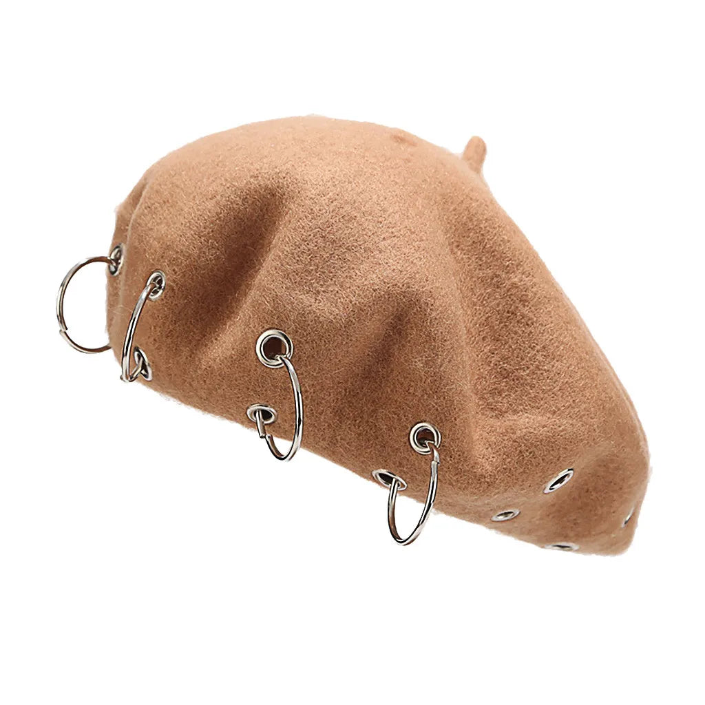 Gothic Punk Harajuku O Ring Beret Hat (available in 6 colors)