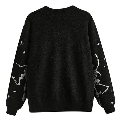 Gothic Alt Goth Skeleton Rave To The Grave Knitted Sweater Top