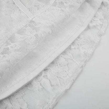 Gothic Romantic Goth Puff Sleeve Corset Waist White Lace Mini Dress