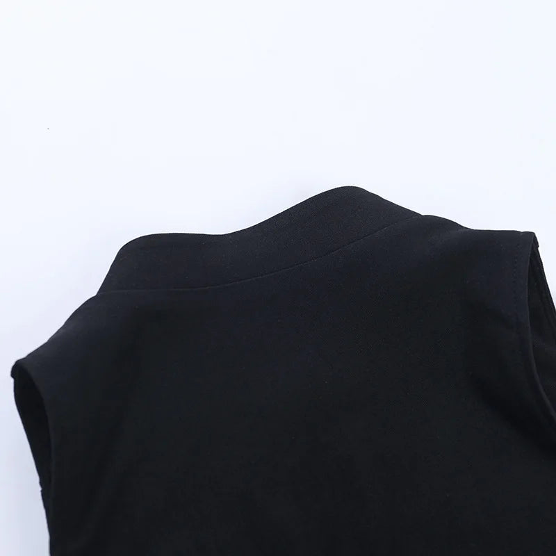 Gothic Punk Harajuku Double Button Zipper Sleeveless Top