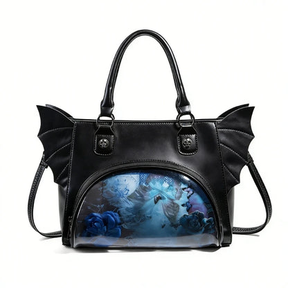 Gothic Alt Goth Bat Wings Crossbody Bag Handbag
