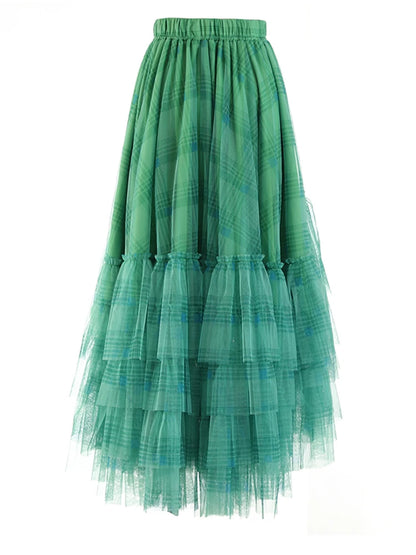 Gothic Grunge Y2K Alt Goth Plaid Mesh Irregular Skirt (available in 4 colors)