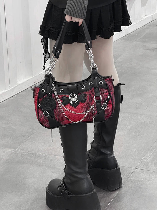 Gothic Harajuku Alt Goth Spider Chain Hand Bag Crossbody Bag