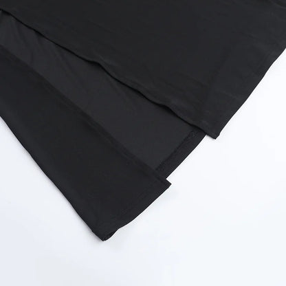 Gothic Dark Romantic Goth Sheer Flare Sleeves High Slit Wide Belt Long Dress