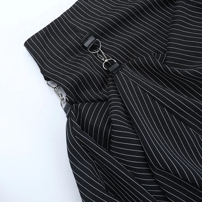 Gothic Alt Goth Pinstriped Ruched Skirt