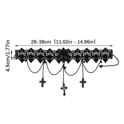 Gothic Victorian Goth Adjustable Lace Cross Choker Necklace