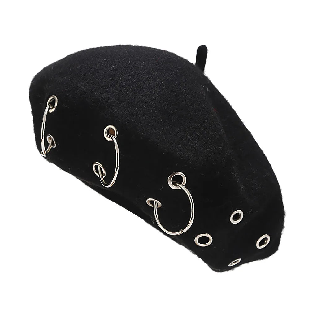 Gothic Punk Harajuku O Ring Beret Hat (available in 6 colors)