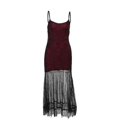 Gothic Romantic Lace Overlay Dress (available in 3 colors)