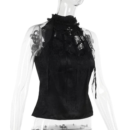 Gothic Romantic  Lace Patchwork Sleeveless Top