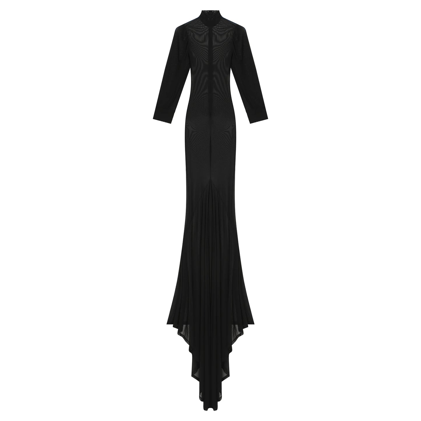 Gothic Romantic Vampire Goth Lantern Sleeve Mesh See Through Court Train Long Dress