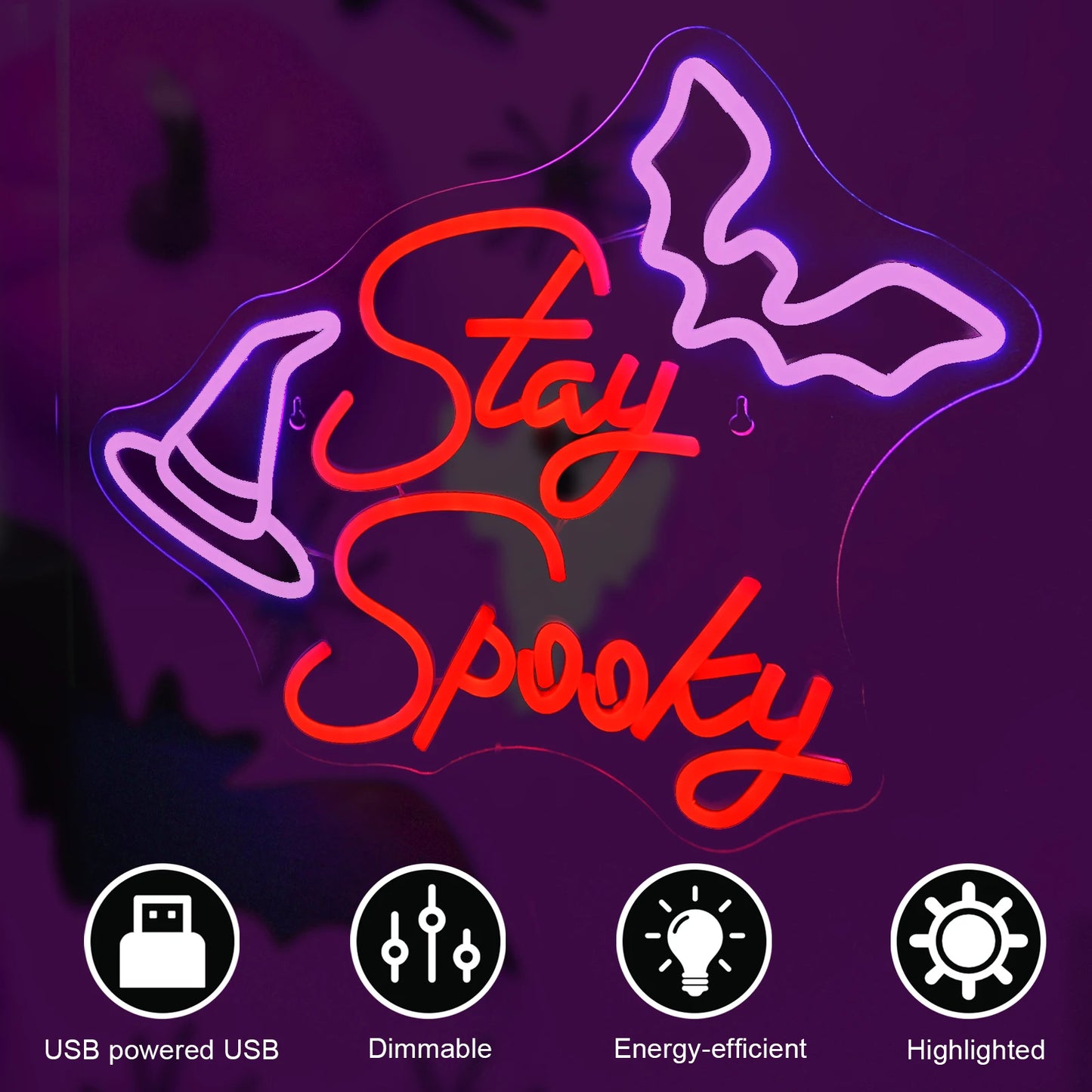 STAY SPOOKY Gothic LED Neon Light Wall Decor Sign